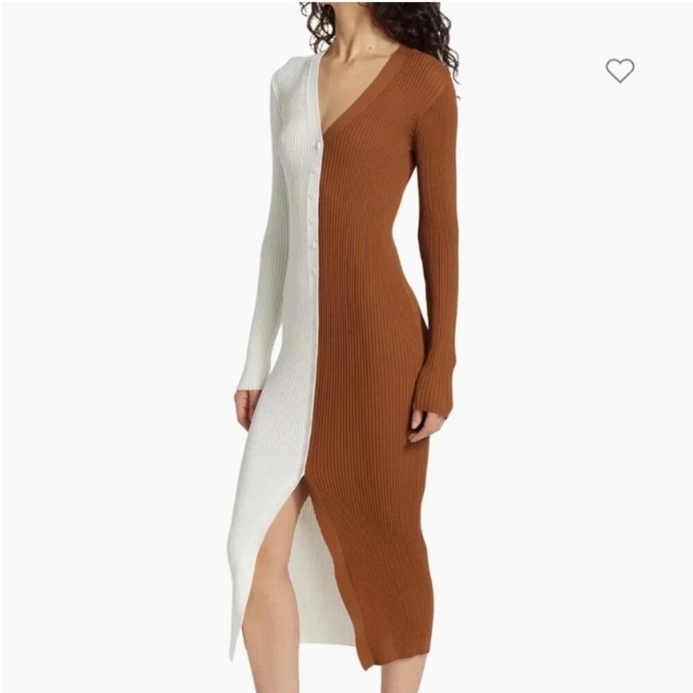 Staud Shoko Sweater Dress in Tan White L - Picture 9 of 9